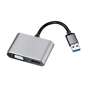 

USB 3.0 to HDMI VGA Adapter 4K HD 1080P Multi-Display 2in1 USB to HDMI Converter Audio Video Cable For Macbook Computer