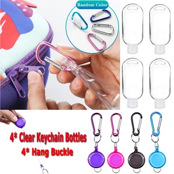 

4Pcs/Set Travel Portable Plastic Clear Telescopic Buckle Keychain Bottles Leakproof Empty Containers Flip Cap Refillable Bottle