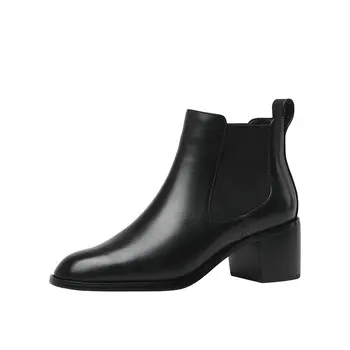 

2020 New Autumn Winter Round Toe Ladies Ankle Boots Female Thick High Heels Women Shoes Fashion Party Night Club Shoes Woman