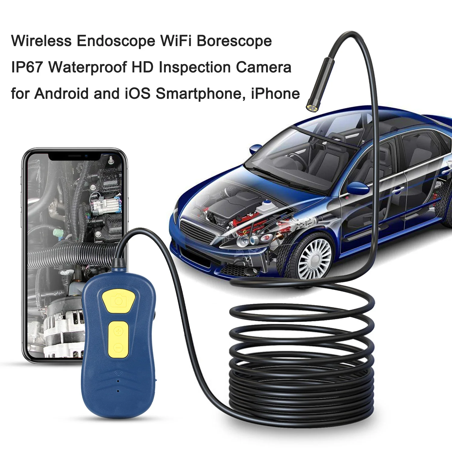 Универсальный беспроводной Эндоскоп WiFi бороскоп змеиная камера IP67