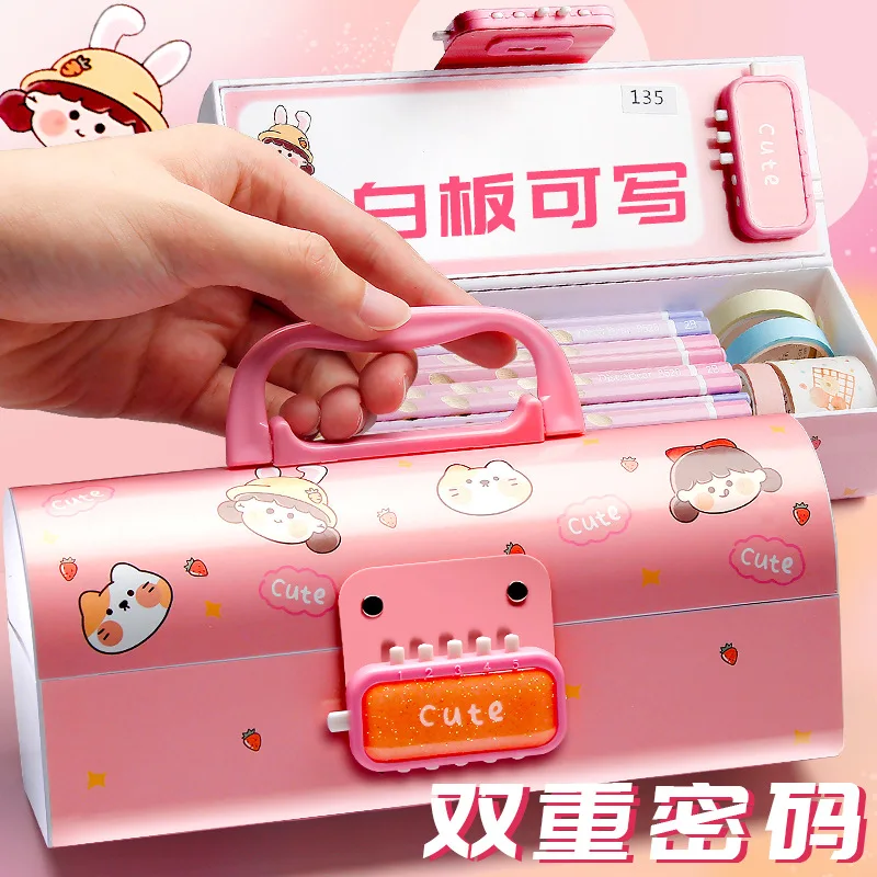 

New Portable Creative Pencil Case Multifunction With Password Lock Large Capacity Pencil Case Boy Girl School Stationery