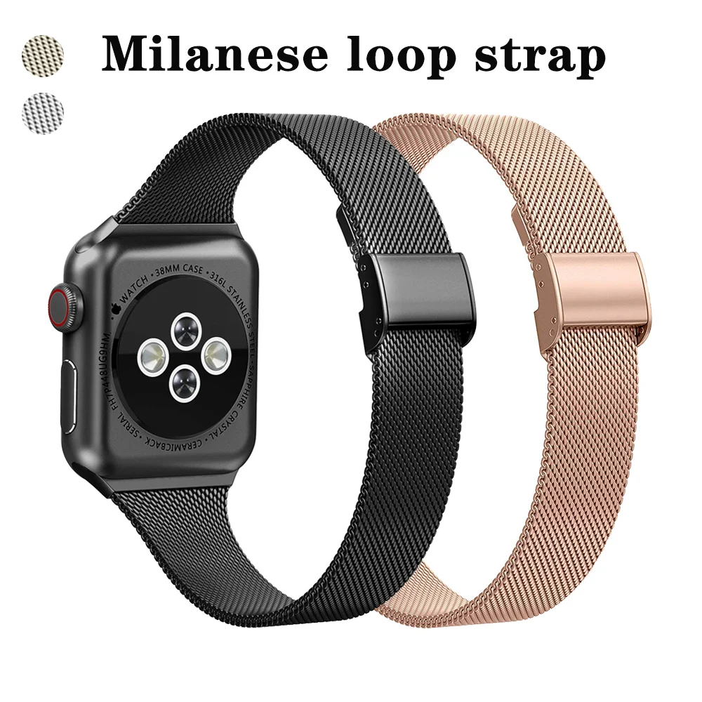 Ремешок для apple watch 5 band 44 мм iWatch 40 Silm металлический браслет из нержавеющей стали