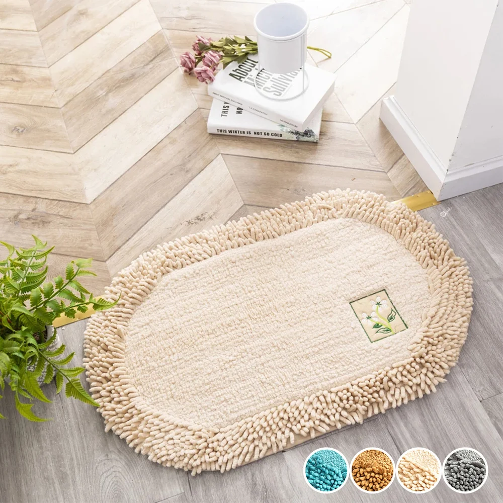 

Luxury Soft Chenille Loop Bathroom Mat Non-slip Bobble Fluffy Mats for Living Room Durable Entrance Toilet Door Rug