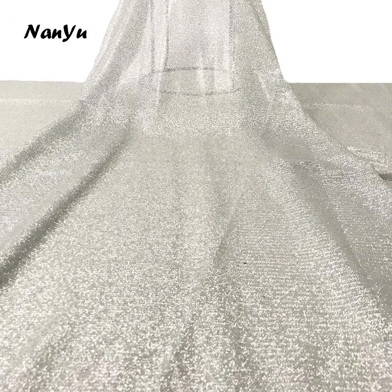 Серебристая кружевная ткань с блестками 3 мм французские блестящие кружевные