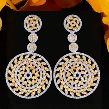 

GODKI Luxury Flower Wreath African Dangle Earrings For Women Wedding Cubic Zirconia DUBAI Bridal Earring Party Jewelry 2020