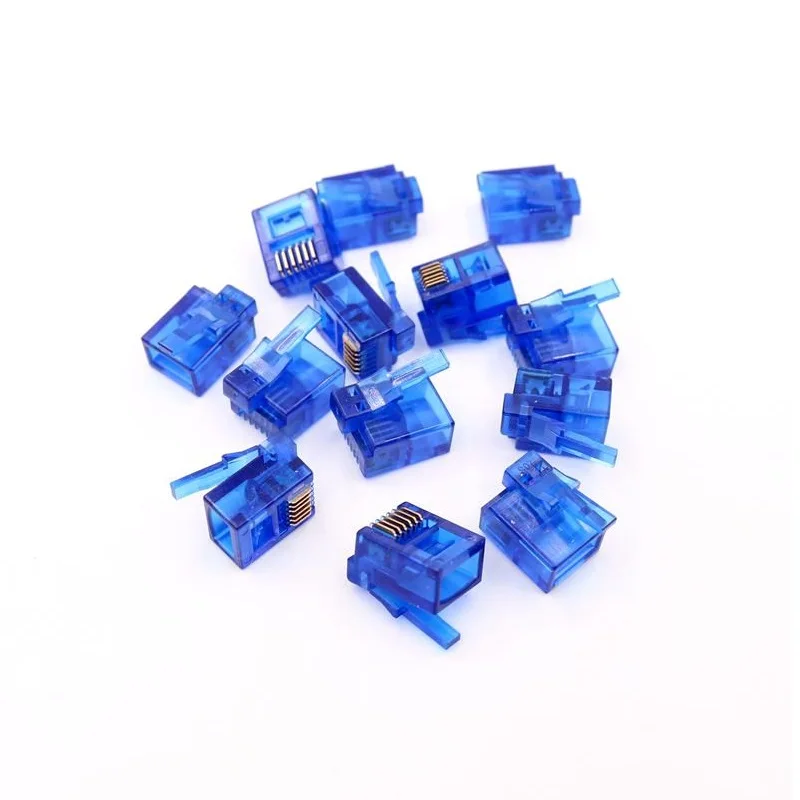 1000PCS/lot Colorful 6P6C RJ12 Connector Right Buckle Crystal Head DIY EV3 NXT Cable Plug - Цвет: Синий