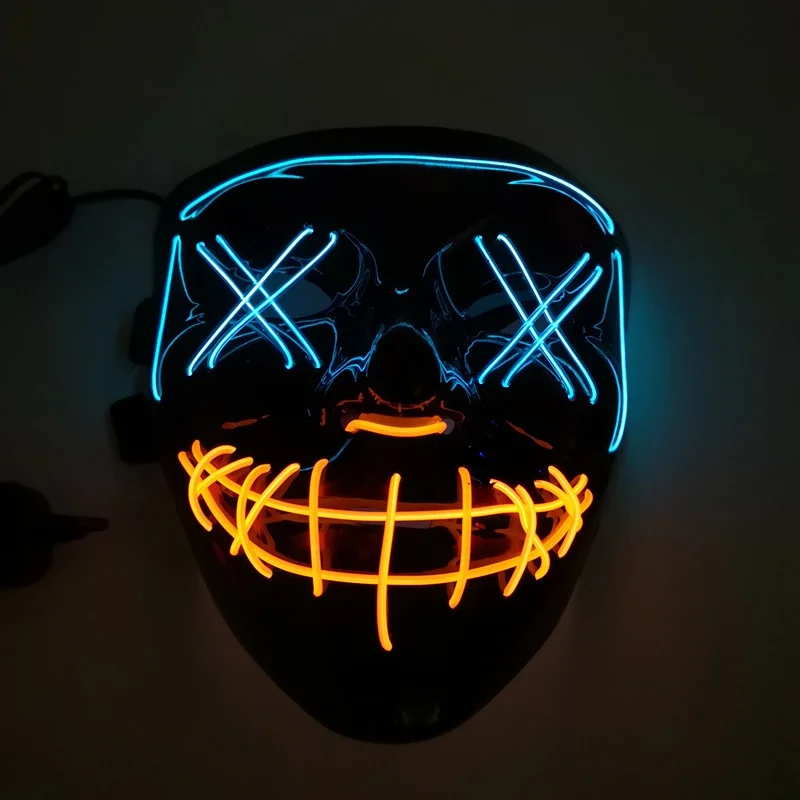 светодиодная маска для лица хэллоуин. неоновая маска. Maska светильники. лед маски для вечеринок. маски многоразовые светящиеся.