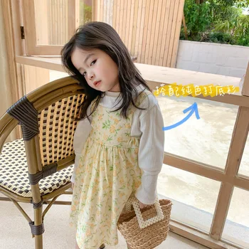

Children Bottoming Shirt 2020 Autumn Girl Solid Color Puff Sleeve Solid Color Cotton Top T-Shirt Toddler Baby Long-Sleeve Cloth