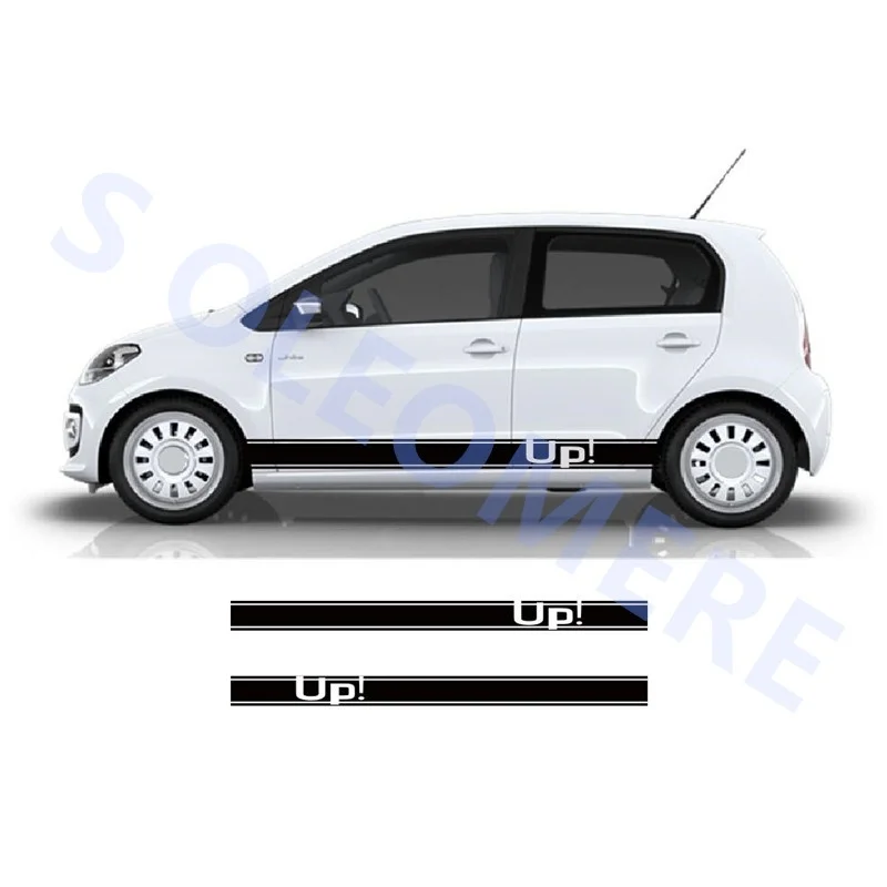 Для(1 пара/2 шт.) CNORICARC для VW UP 4 боковая юбка в полоску наклейка винил для кузова автомобиля Наклейка спортивный стиль