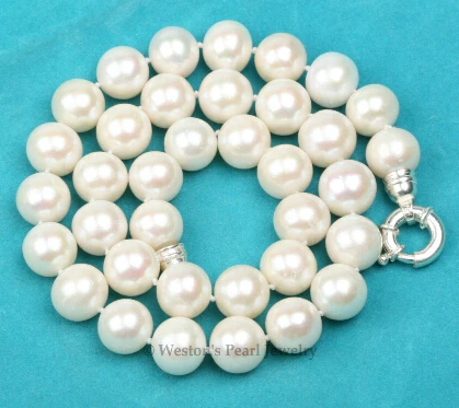 01944 редкий большой 11,5-12 мм белый культивированный жемчуг колье