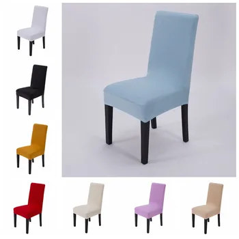

8 Soild Color Chair Covers Stretch Elastic Slipcover Dining Room Chair Protection Cover Universe For Hotel Banquet Party Wedding