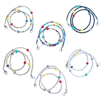 

Ethnic Glass Beaded Chain Face Mask Lanyard Strap with Lobster Clips Eyeglass Anti-Lost String Colorful Crystal Jewelry Necklace
