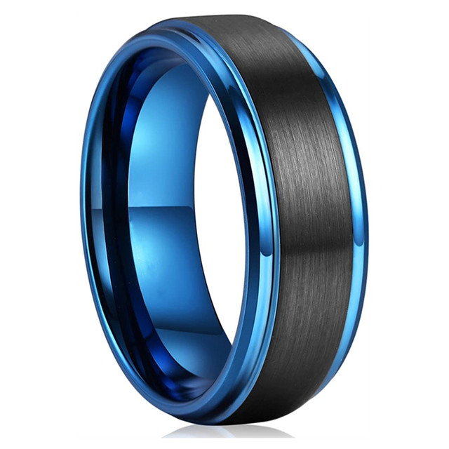 Jewelry Accessories Mens 8mm Tungsten Ring Rose Gold Black Brushed Stainless Steel Wedding Rings for Men Comfortable Fit