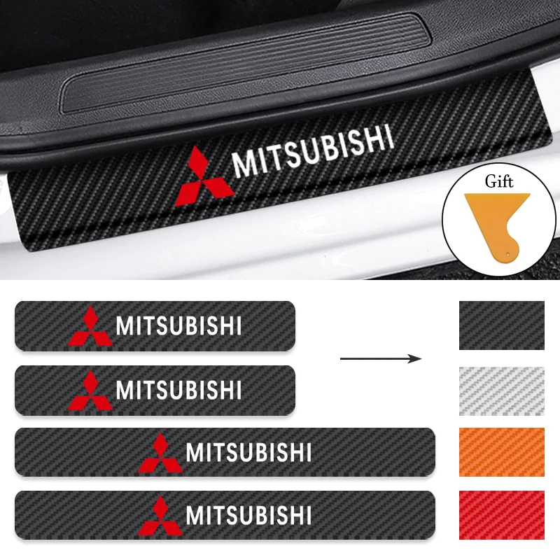 4 шт. виниловые наклейки на дверные пороги из углеродного волокна для Mitsubishi Lancer 10 3