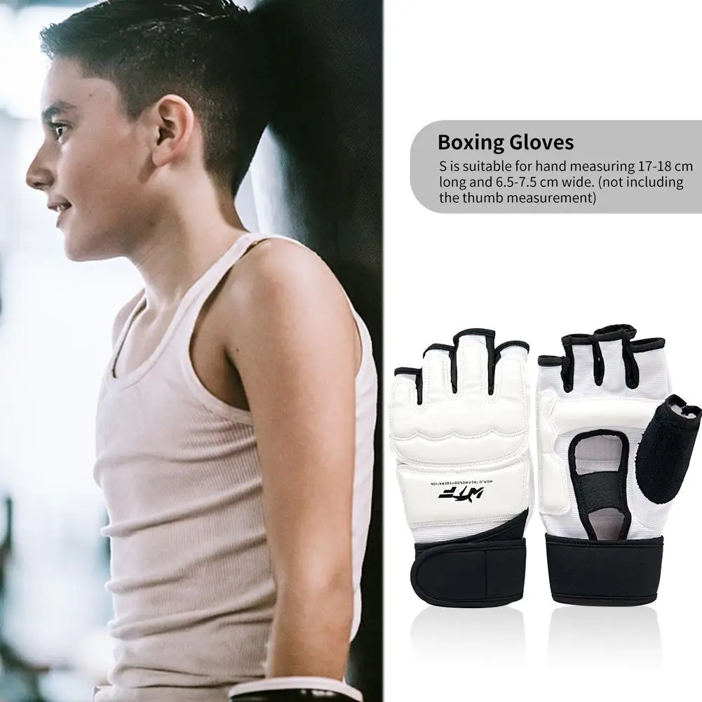 Leather Half Finger Boxing Gloves Kids Children Karate Mitts Karate Sandbag Taekwondo Protector Gloves MMA Muay Thai