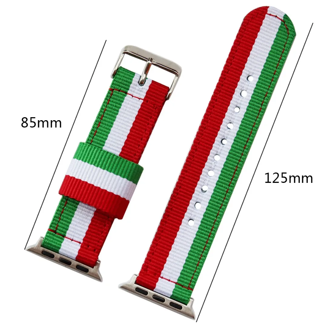 For iWatch Rainbow Strap Woven Canvas Nylon Band Loop Belt Bracelet Wristband Replacement Band Watch Accessories 38mm 44mm