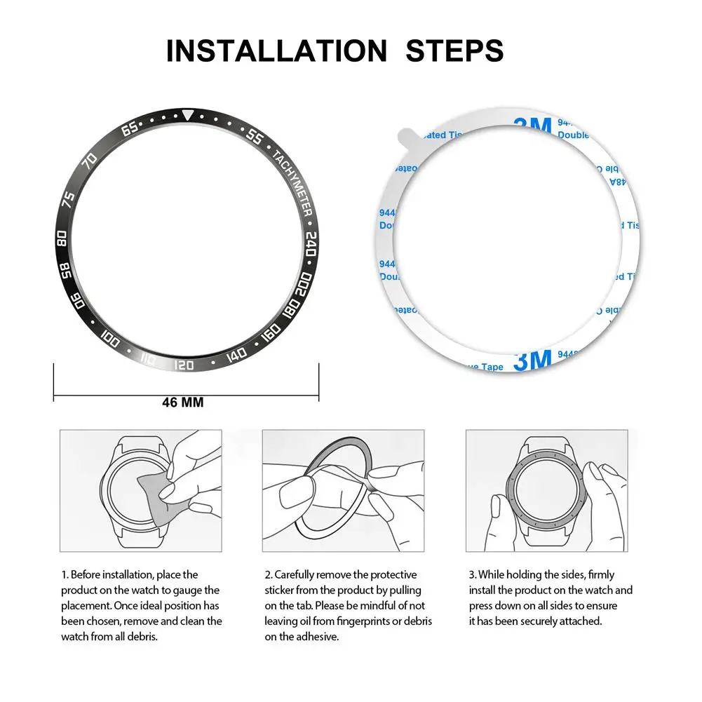 Новинка, Смарт-часы, покрытие, кольцо для huawei Watch GT 2, 46 мм, клейкая крышка, против царапин, металлический ободок, кольцо для часов