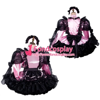 

Sissy maid satin dress lockable Uniform cosplay costume Tailor-made[G2415]
