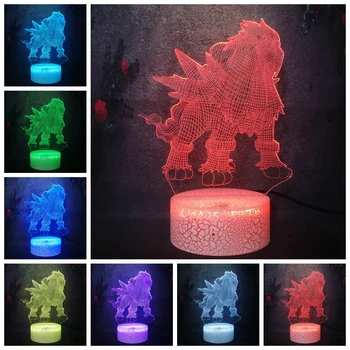 

Romantic Creative Cartoon Toy 3D Night Light Pokemon Pocket Monster Three Sacred Suicune Pikachu LED 7 Color Illusion Crack Lamp