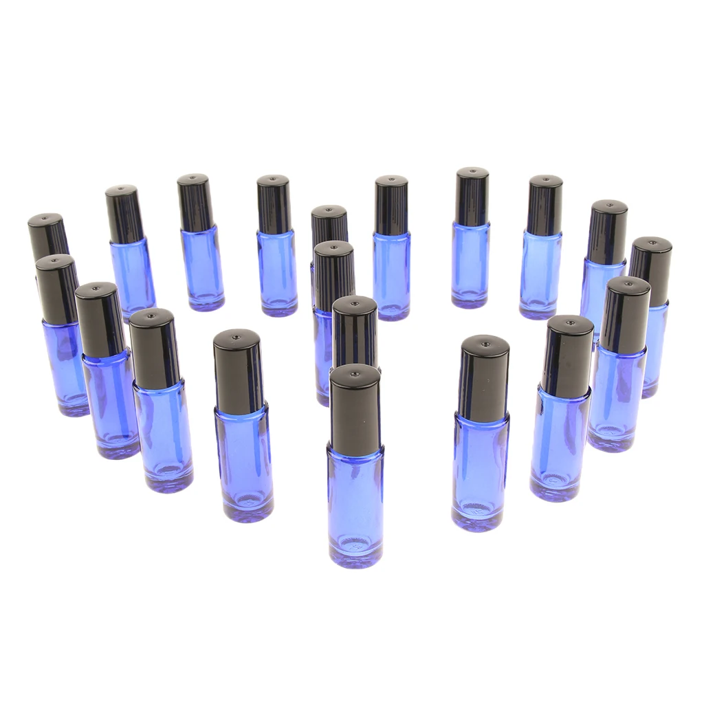 20 Pieces 5ml Essential Oil Roller Bottles Glass Empty Perfume Bottle Vials