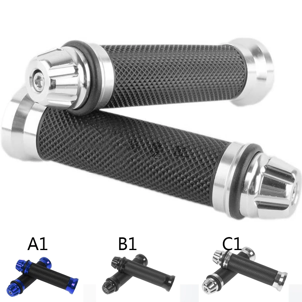 2x Мотоцикл 7/" Ручка Бар рукоятки 22 мм CNC алюминий+ резина Универсальный