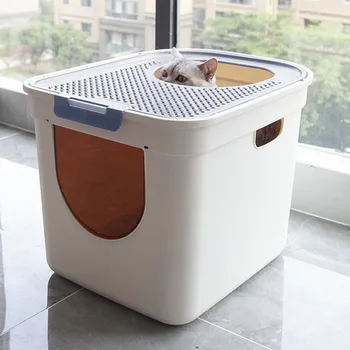 

Anti-odor Semi-enclosed Large Size Top Type Cat Toilet Fully Enclosed oilet For Cat Sandbox Articles To Prevent Splashing