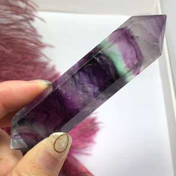 

natural fluorite quartz crystal wand point rieki healing home decoration