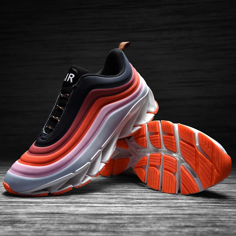 

Sport Shoes Men Shock-Absorbant Mens Jogging Shoes Anti-Slippery Mens Walking Shoes Green Orange Running Shoes Men