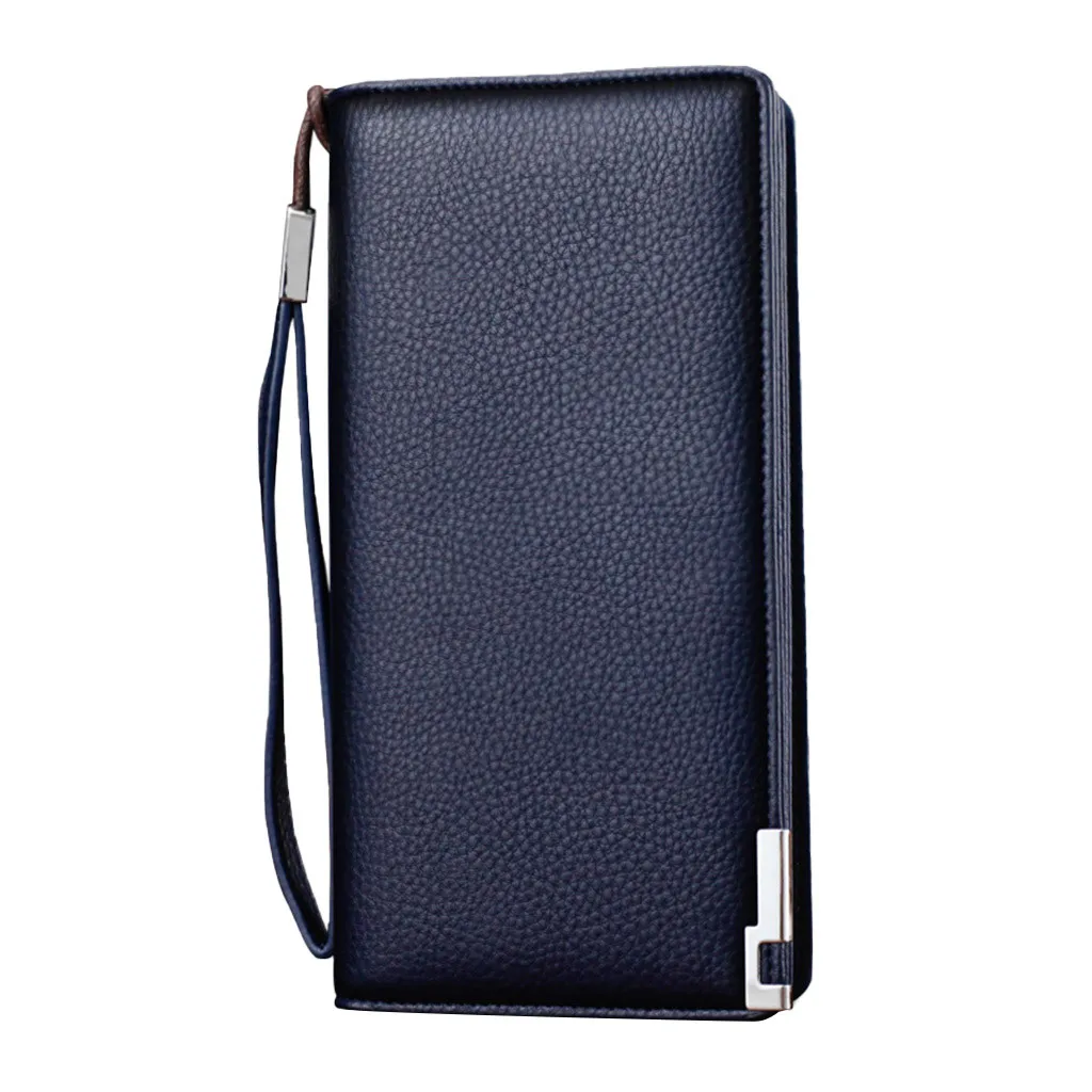 Мужской Длинный кошелек, повседневный Многофункциональный клатч, сумка для карт, мульти-держатель для карт, сумка для телефона, карман для монет - Цвет: Синий