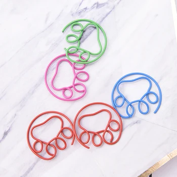 

5Pc/lot Metal Cute Korean Paw Shaped Paper Clip Gold Silver Black Color Bookmark Clips Stationery Office Accessory School Supply
