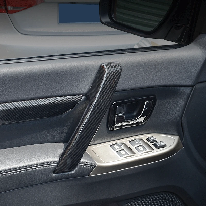 

Для Mitsubishi Pajero V80 V93 V95 V97 V98 2007-2021 углеродный стиль Боковая дверь интерьер подлокотник поручни крышка отделка стайлинга автомобиля