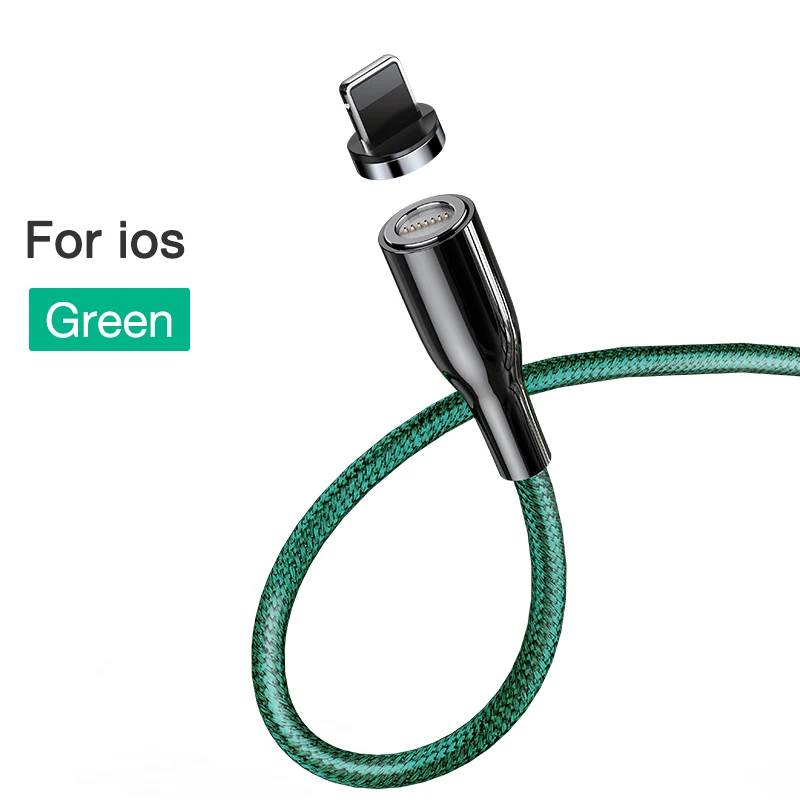 Cafele новейший Магнитный USB кабель для iphone samsung Xiaomi Плетеный USB кабель QC3.0 зарядное устройство для iphone Micro type C 120 см - Цвет: Green for iphone
