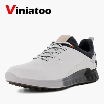 

New Men Genuine Leather Golf Shoes White High Quality Waterproof Golf Sneakers Outdoor Jogging Walking Footwear for Golfers