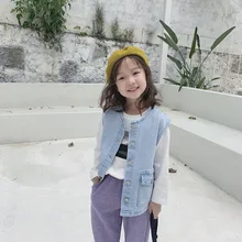 Tckids детская одежда настраиваемый 19 осенние нейтральные модели ретро микро эластичный текстурированный niu zi xi Пряжка жилет