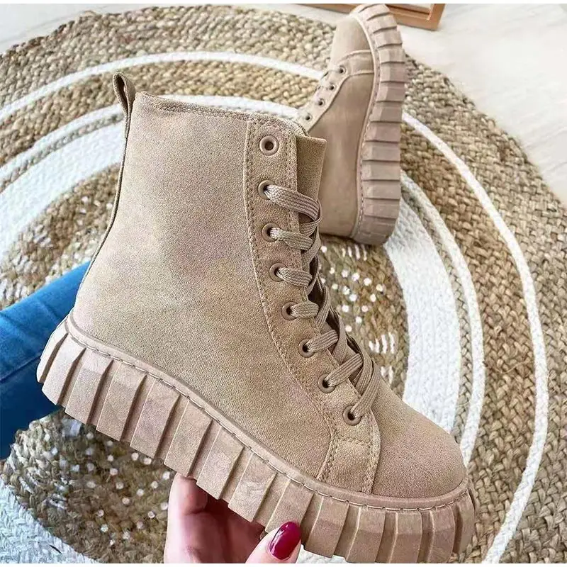 Vanessas women boots knitted lace up autumn platfrom ladies ankle boots