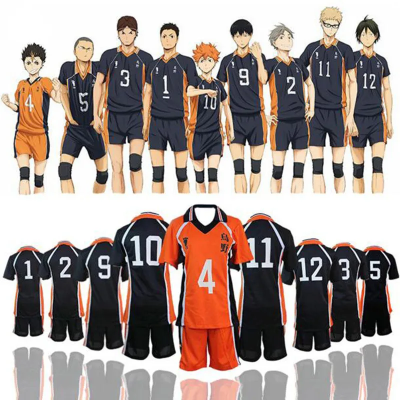 

Anime Haikyuu!!! Cosplay Costume Karasuno High School Volleyball Club Hinata Syouyou Kageyama Tobio Sportswear Jerseys T-shirt