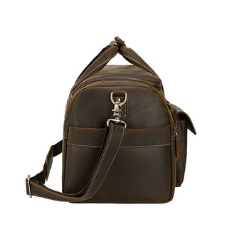 Vintage Genuine Leather Men Travel Bag 17" Laptop Handbag Soft Cowhide Duffel Bag For Male Extra Large Shoulder Bag Weekend bag 2