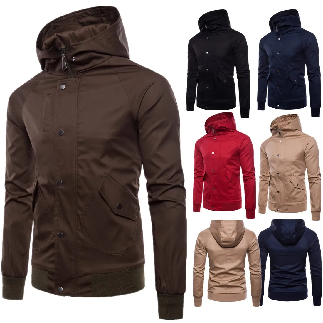 

2018 Autumn New Style Large Size MEN'S Jacket High Quality Ouma Jacket Solid Color Hooded Coat B024