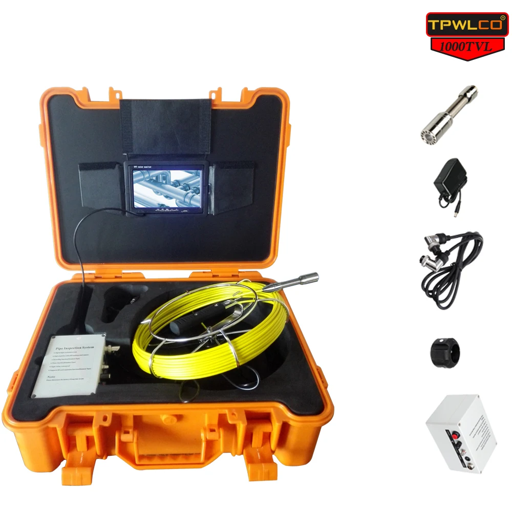 7'' LCD Display 20M Industrial Pipe Inspection Camera 23MM Lens HD Drain Sewer Endoscope Cleaner Plumbing Equipment |
