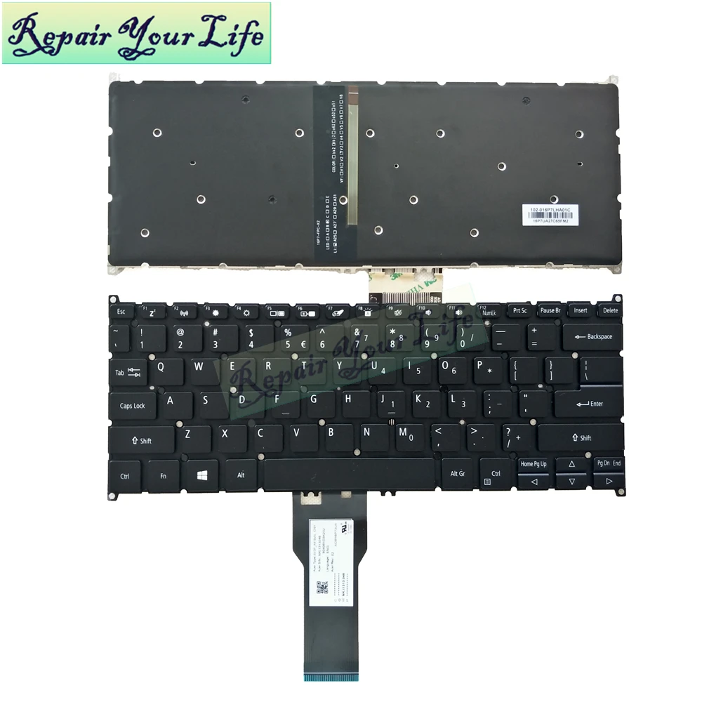 Клавиатура ноутбука SP Испанский для acer SPIN 5 SP513-52N NKI1313048 ACM16P73U4 с подсветкой черный с фабрики