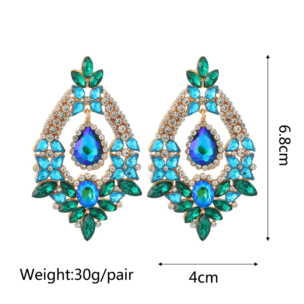 Ztech New Green Series Set Earrings Designer Jewelry Crystal Tassel Za Accessories Handmake Statement Bijoux Pendientes Brincos