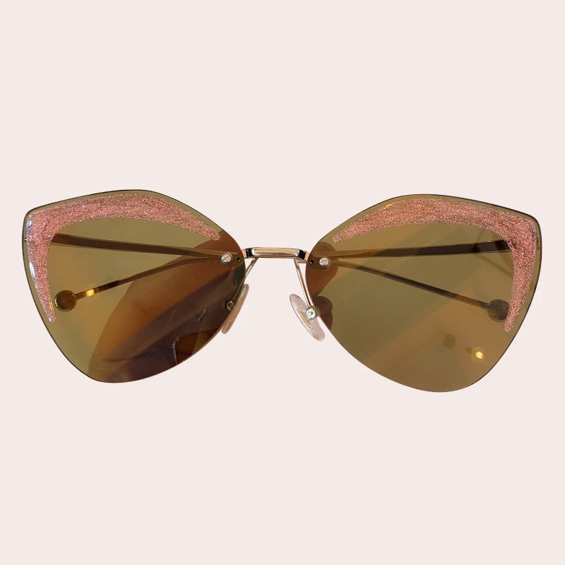 No.3 sunglasses Женские солнцезащитные очки без оправы Роскошные брендовые солнцезащитные очки «кошачий глаз» женские UV 400 - Цвет линз: No.3 sunglasses
