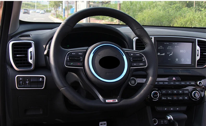 Car styling Steering Wheel Decoration Circle Cover Trim Sticker Decal For Kia Sportage 4 QL Interior Accessories - Название цвета: Bright light  blue