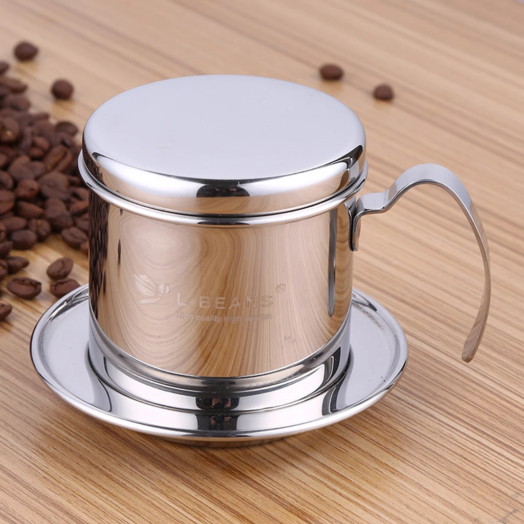Stainless Steel Portable Coffee Pot Vietnam Style Drip Filter (Silver)