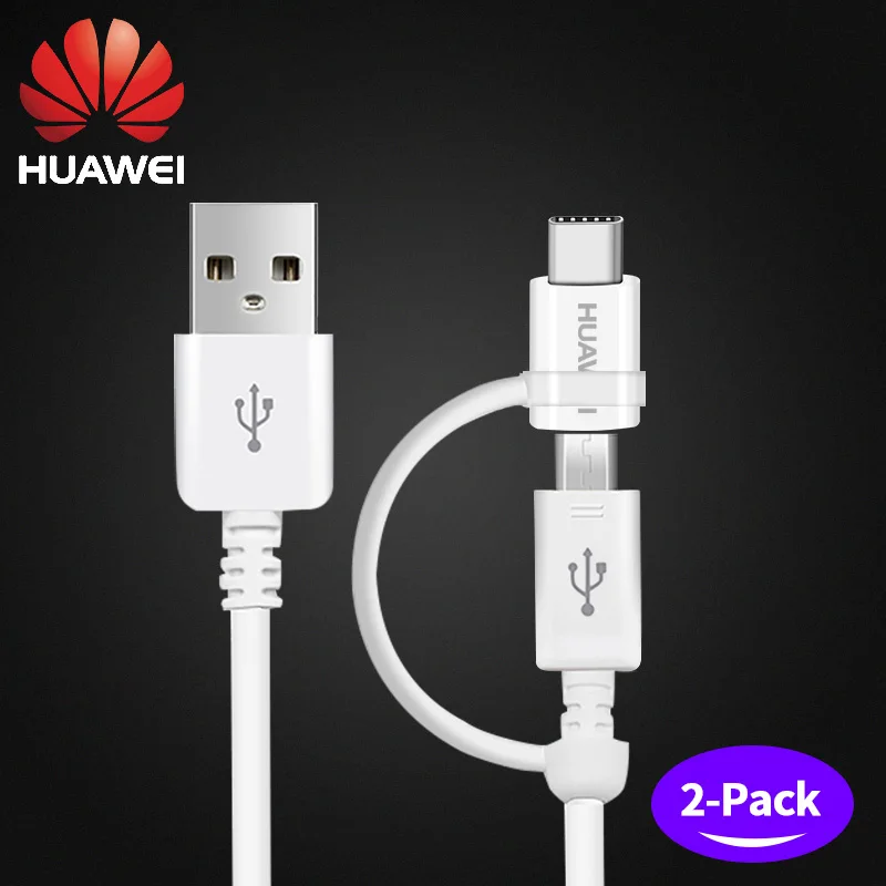 Honor 2in1 two 2 в 1 Micro USB type C кабель huawei P20 Pro быстрое зарядное устройство 2A 1,5 M type-C зарядный кабель Honor 8 9 V9 P7 P8 P9 P10 lite - Цвет: Honor 2in1 two