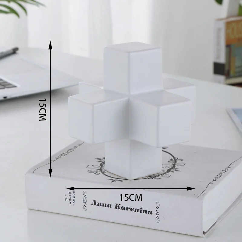 Скандинавские креативные квадратные блоки керамические ремесленные украшения современные модели Креста Черные Керамические золотистые украшения для дома декоративная фигурка Креста - Цвет: White large