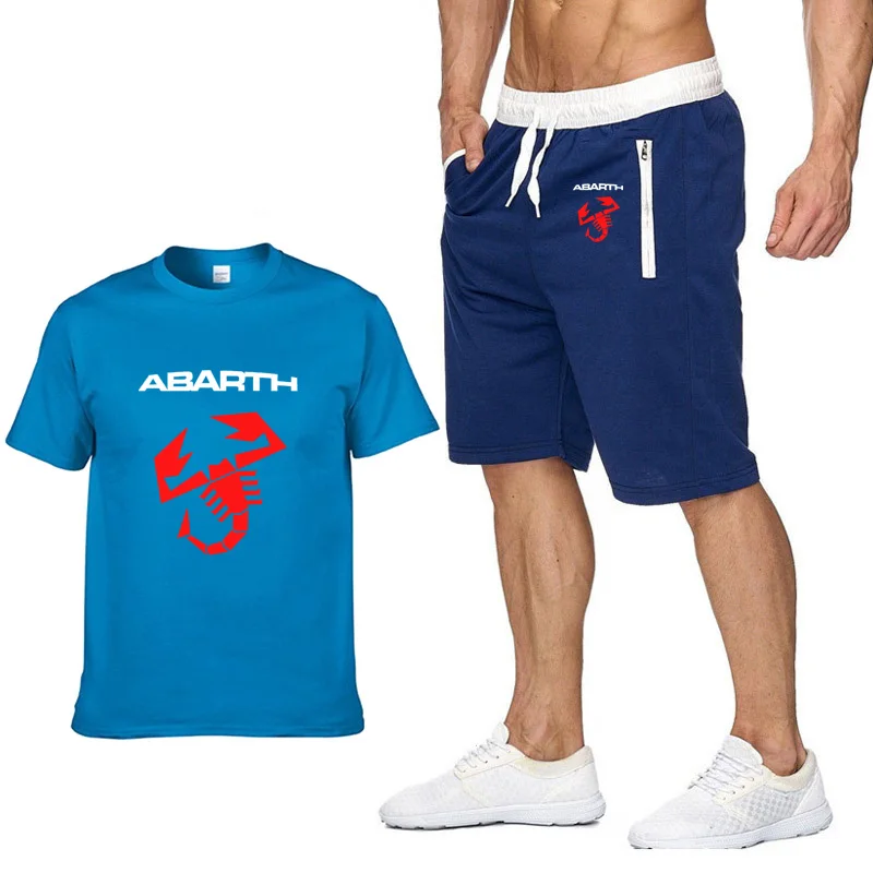 803 Mens Short sleeve Abarth Car Logo Summer Mens t Shirt HipHop Harajuku T-Shirt high quality Cotton T Shirts pants suit Sportswear - Цвет: 803