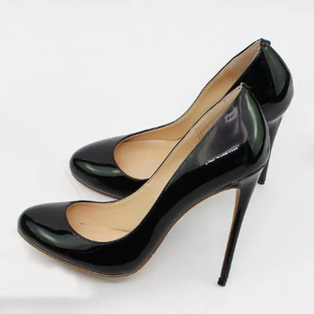 Женская обувь; туфли-лодочки на высоком каблуке с круглым носком; женские вечерние туфли из лакированной кожи на каблуке для работы и работы; элегантная женская обувь без застежки; Aimirlly