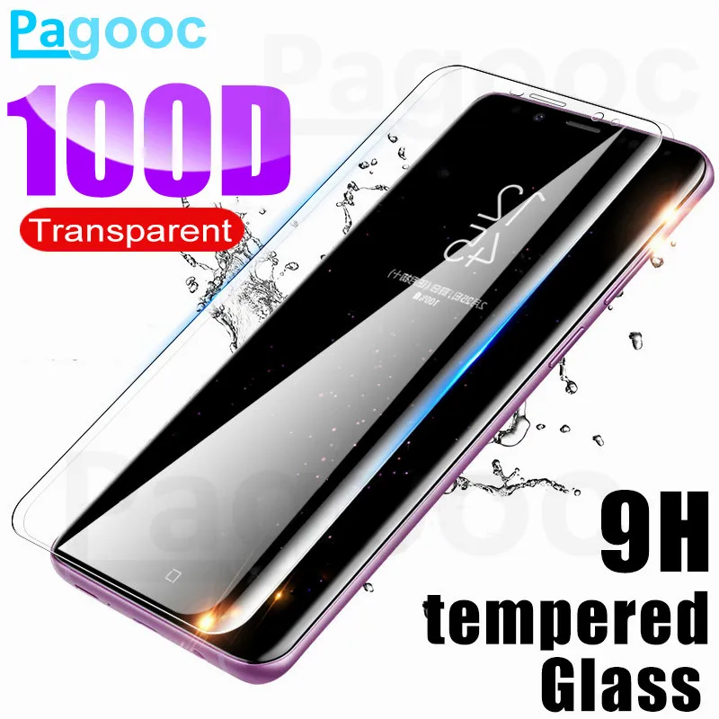 100D закаленное стекло с закругленными краями для samsung Galaxy S7 S6 Edge S8 S9 Plus защита экрана на samsung S9 Note 8 9 стеклянная пленка
