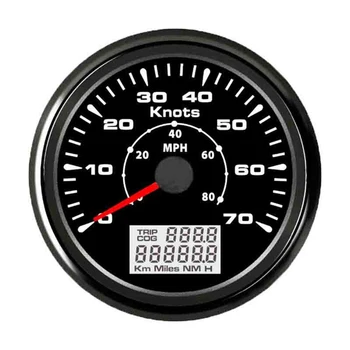 

85mm GPS Speedometer Odometer 0-70Knots 0-80MPH With 8 Color Backlight Speed Gauge 12V/24V